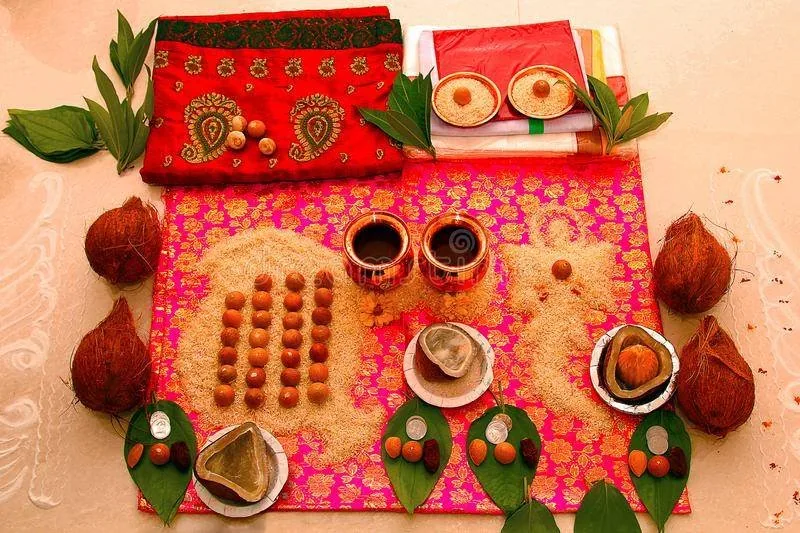 Samagri arranged for Navagraha Shanti Puja